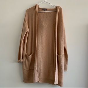 Salmon colored hooded cardigan